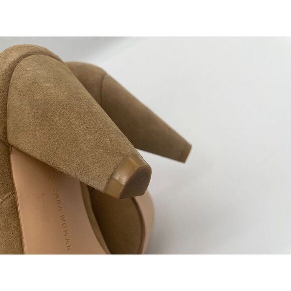 Zara Western Boots Suede Tan Ankle Point Toe Womens Sz US 8.5 Old Money Minimal - Picture 9 of 15